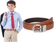 [SUOSDEY] Boys Reversible Belt Big Kids Leather Belt for School Uniform Casual Jeans Back to School Fashion