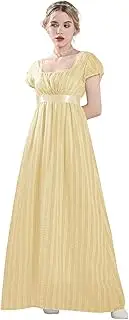 [CR ROLECOS] Women's Regency Dress Victorian Jane Austen Long Vintage Dress Victorian Regency Era Ball Gown with Gloves Empire Waist Dress