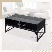 LED Coffee Table with Faux Marble, Glass Top, and Storage - 1.05m x 0.55m