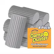Damp Duster Dusting Sponge (8 Count) - Dust Remover for Household Cleaning - Scrub Daddy Duster for Vents, Railings & Blinds - Reusable Baseboard Cleaner