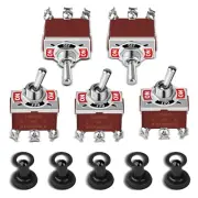 5-Pack Waterproof DPDT Toggle Switch 12V DC 30A/250V AC with Boot Cap Cover