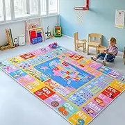 Kids Rugs for Playroom - Soft & Non-Slip 5x7 Feet Educational Rug for Learning ABC Alphabet, Numbers, Shapes & Map, Washable Classroom Rug for Toddler Nursery & Kids Room Decor
