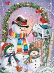 5D Diamond Painting Rainbow Scarf Snowmen Kit