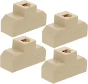 4pcs Telephone Cable Line Four- for Telephone Phone Cable Cord Wiring Telephone Splitter Answer Terminal Adapter House Phone Data Splitter Supplies Beige