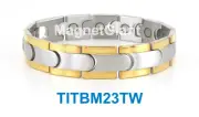 Gold & Silver - High power mens magnetic Titanium bracelet (5000 gauss magnets)