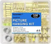 330pcs Picture Hangers, Hanging Kit, Hooks Gold, Gold