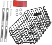 ARTSEWPLY Rear Bike Basket Detachable Cargo Storage Carrier Metal Wire Folding Bicycle Basket and Mounting Rack for Road Bikes