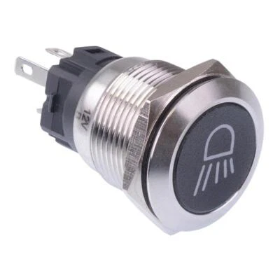 Flood Light' Red LED Latching 19mm Vandal Push Button Switch SPDT 12V