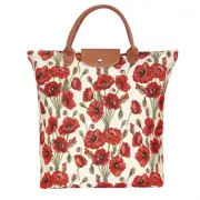 Tapestry Foldable Reusable Shopping Bag in Poppy Floral Design