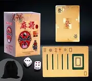 TantoyLeyuan Mahjong Cards Golden Playing Cards Chinese Mah Jongg 2024 American Handheld Majhong Games PVC Waterproof Durable Portable Poker Cards Set with 2 Dices & Chips and Instructions 150-Card