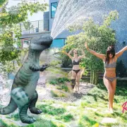 Sales Tyrannosaur Rex Dinosaur Sprinkler Inflatable Water Spray Splash Playmat