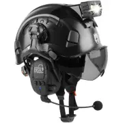 GREEN DEVIL Hard Hat Safety Helmet with Visor Bluetooth Ear Muffs and Headlam...