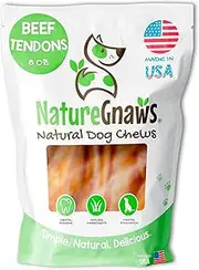Nature Gnaws USA Beef Tendons for Dogs – Single Ingredient Natural Dental Chews - Long Lasting and Rawhide Free Dog Treats