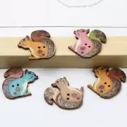 Cute Squirrel Wooden Buttons For Sewing And Craft, Wholesale Craft Supplies