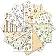 Whaline 12Pcs Safari Cotton Fabric Bundles Watercolor Safari Animals Printed Fat Quarters Jungle Theme Quilting Patchwork for DIY Handmade Craft Party Decor, 18 x 22 Inch