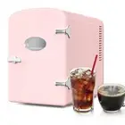 Mini Fridge with Observation Window 6L 9 Cans Portable Warmer and Cooler Pink