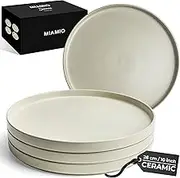 MIAMIO – Plates Set for 4 / Dinnerware Sets for 4 People, Beige Matte Stoneware, Dishwasher, and Microwave Safe – Sierra Collection (Light, Big Plates (4X))