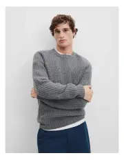 [Country Road] Textured Wool Crew Neck Knit in Storm Grey