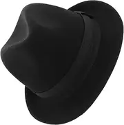 [TOGEVAL] Insulated Women's Fedora Hat Stylish Wool Jazz Hat for Warm Wide Brim for Outdoor Events Travel Black