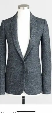 NWT J.Crew size 6 speckled tweed blazer pockets one button close grey