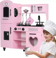 Play Kitchen, Pink Kids Kitchen Set for Girls Kitchen Set for Kids Ages 6-8 Gift