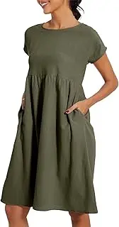 [Generic] Women's Summer Round Neck Dress Women Casual Comfy Short Sleeves Beach Dresses with Pockets Ladies Navy Blue Bridesmaid Dresses Maxi Plus Size Extra Large
