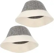 DECORNIJIA 2pcs Felt Hat Shower Cap Traditional Sauna Hat Sauna Hair Drying Cap Sauna Headwear Cap for Women Sauna Accessories for Women Sauna Hat for Bathing Sauna Cap for Men Polyester