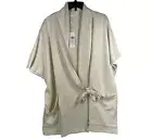 Eileen Fisher Drape Neck Wrap Jacket-Org Cotton Terry-Ecru-One Sze Plus-NWT $288