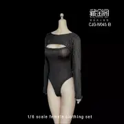 1/6 Black Open Bust Stretch Jumpsuit Bodysuit Clothes Fit 12in Female Figure Toy