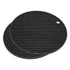 Silicone Trivet Mats 2pcs, Round honey-comb Hot Pan Pads Hot Pot Holder - Black