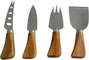 Cheese Knife Set 4-Piece – Stainless Steel Cheese Knives with Wooden Handles – Includes Parmesan Knife, Cheese Fork, Chisel & Soft Cheese Knife – Ideal for Entertaining & Gifting