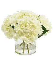 Creative Displays White Hydrangea Floral Arrangement in Glass Vase