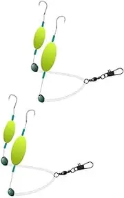 koolsoo 2Pcs Pompano Rigs for Surf Fishing Reversed Double Circle Hook Sturdy Practical with Pompano Floats Saltwater Gear Tackle