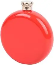 TIDTALEO Elegant Red Stainless Steel Hip Flask Leakproof Flat Lid Whiskey Bottle for Pocket Backpack Traveling Outdoor Adventures