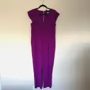 DKNY Flutter Sleeve Jumpsuit - Magenta Purple - Size 10