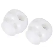 Plastic Cord Locks (0.2")20pcs, Round Double Hole Spring Toggle Stoppers White