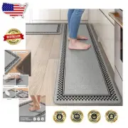 Elegant Grey Memory Foam Kitchen Mats - Waterproof & Non-Slip for Versatile Use