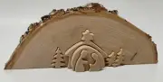 Natural Bark 3D Wood Nativity Cutout Puzzle Christmas Manger Made In Germany