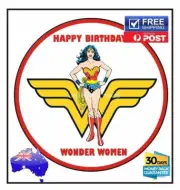 Wonder Woman Round Edible Image Rice paper Birthday Cake Topper personalised 19