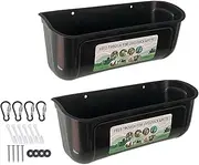 2 Sets of Chicken Feeding Boxes - Chicken Feeding Box, Hanging Chicken Feeder | Chicken Fence Feeder Poultry Feeding Container, Livestock Feeding Container Goat Feeder Trough for Water, Black White