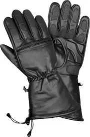 Men's Leather Waterproof Winter Motorcycle Gauntlet Gloves w/ Draw String Wrist