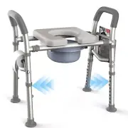 Agrish Bedside Commode for Seniors - with Adjustable Bars [Heavy Duty 350lbs]