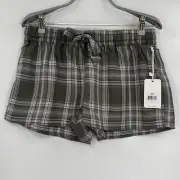 PJ Salvage Mad for Plaid Lounge Pajama Shorts sz S Olive Green RPMPS NWT Rayon
