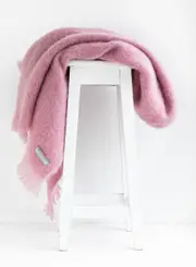 Masterweave Windermere Mohair Knee Wrap Throw Blanket-Peony
