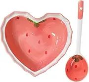 Ipetboom 1Set Cute Strawberry Pattern Bowl and Spoon Set Decorative Salad Bowl with Food Spoon Reusable Tableware for Snacks and Desserts for Everyday Use Special