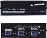 4 Port VGA Splitter Dual Monitor, 1 Input 4 Output, 4-Port High Resolution VGA Video Splitter Splits Video Signals to 4 Displays| Connect 4 to 1 Pc Computer Tv Projector Computers