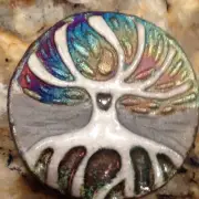 (2) Tree of Life Medallions "I am Harmony" Raku Pottery NEW