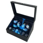 Watch Winders Box Automatic 6 watches Rotate Stand MDF PU Hardware ABS Case