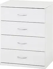 Fuji Boeki 73411 Chest Drawer, 4 Tiers, Largo Width 23.6 x Depth 16.3 x Height 31.5 inches (60 x 41.5 x 80 cm), Oak White, Wood Grain Drawer, Assembly Product