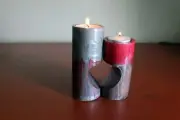 Silver and Red Melting Metal Set of 2 Resin Handmade Tea-light Candleholders